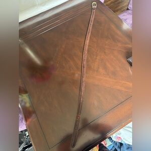 Cole Haan Brown Leather Belt with Green Logo Patch